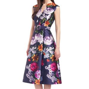 Kay Unger blue floral party dress size 12
